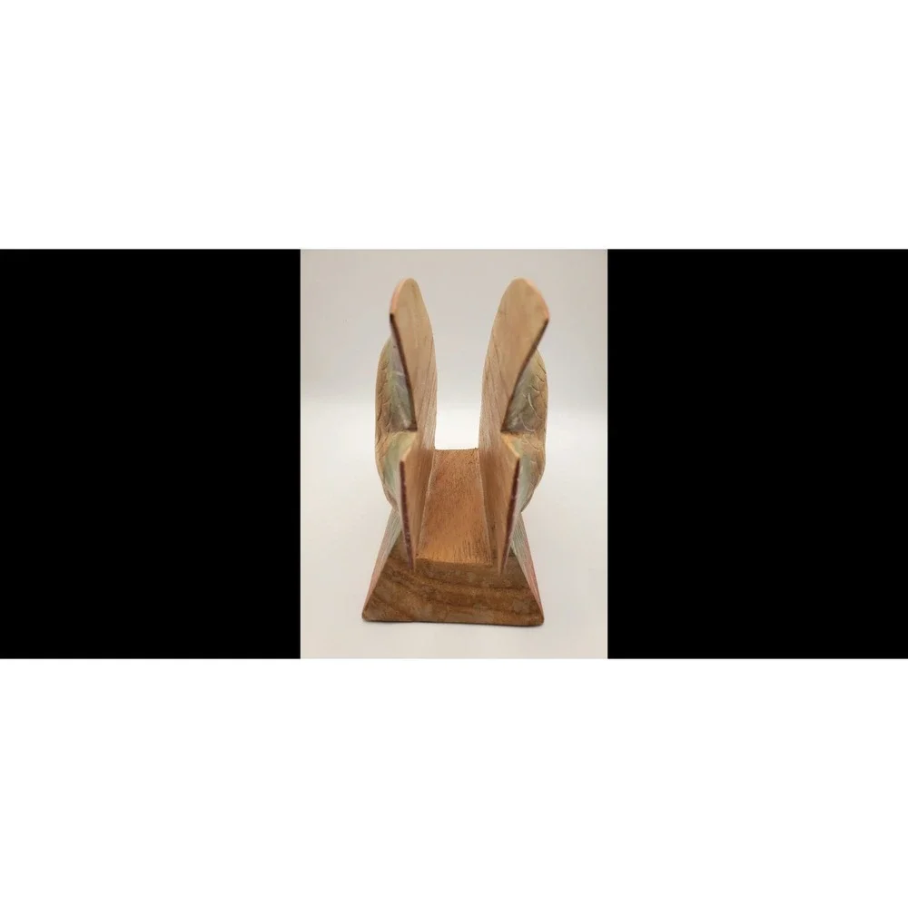 Vintage Hand Carved Wood Fish Napkin Holder - Retro Tropical Coastal Decor